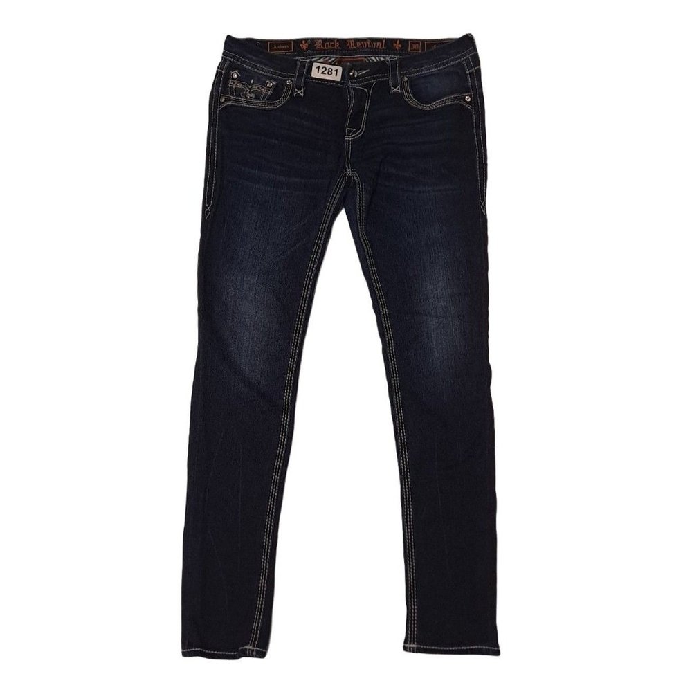 Rock Revival Womens Axteen E5013S500R Blue Low Rise Denim Skinny Jeans Size 30
